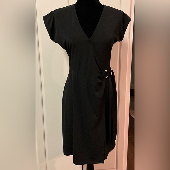 Michael Kors Dresses & Skirts - NWT Michael Kors Midi Faux Wrap Dress LBD Little Black